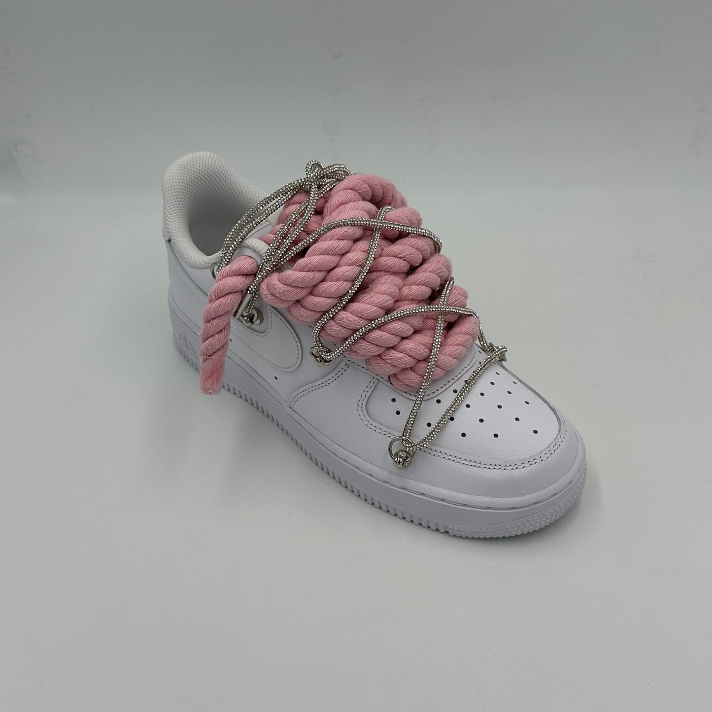 Nike Air Force 1 “Rope Laces Pink" Triple Crystal Silver - EV8 SoCal