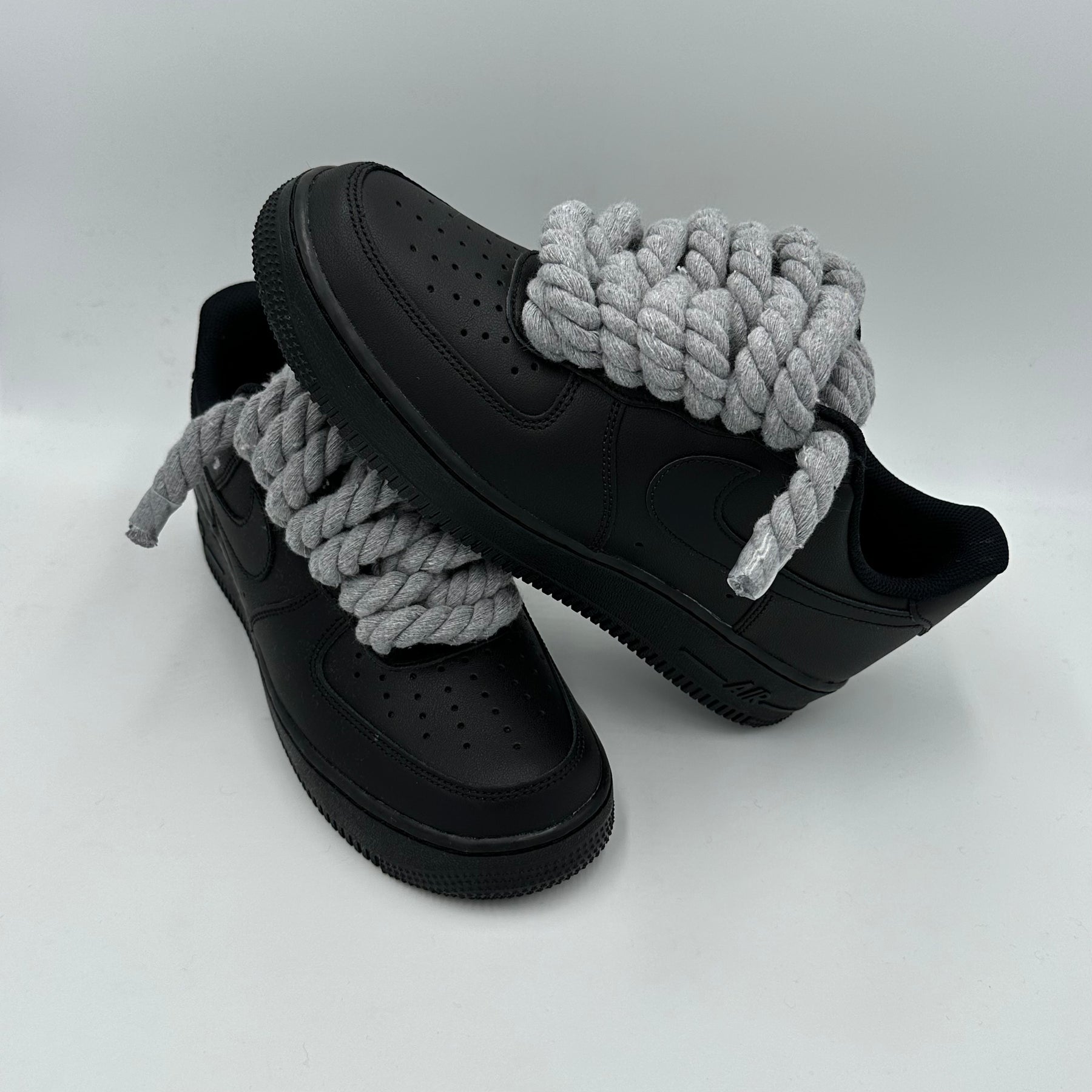 Nike Air Force 1 Black “Rope Laces Grey Men's 7 | Women's 8.5