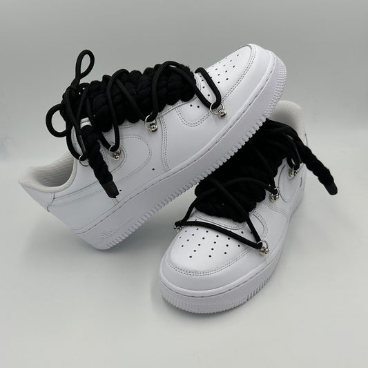 Nike Air Force 1 White “Rope Laces Black” Triple Black - EV8 SoCal