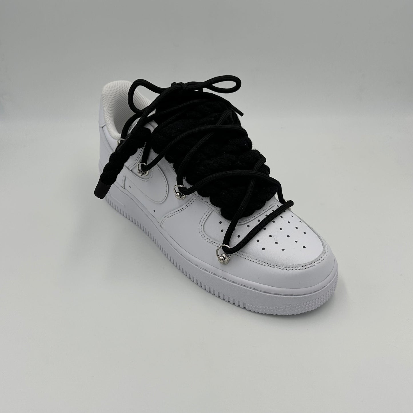 Nike Air Force 1 White “Rope Laces Black” Triple Black - EV8 SoCal