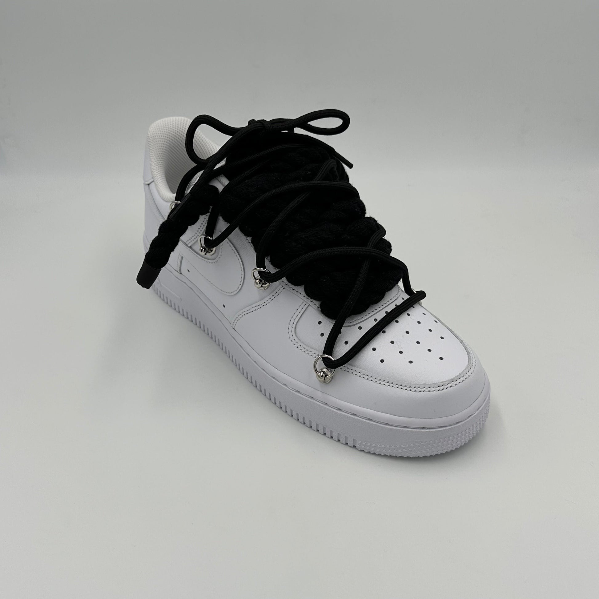 Nike Air Force 1 White “Rope Laces Black” Triple Black - EV8 SoCal