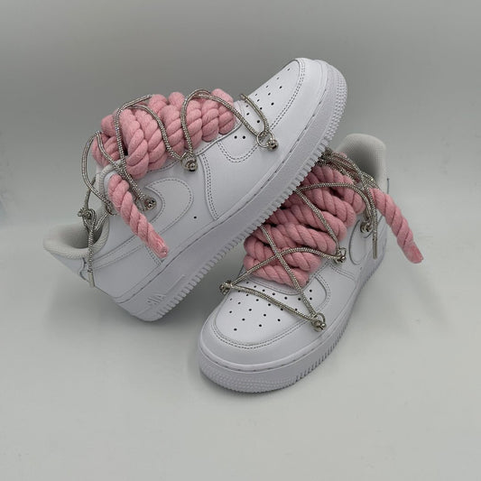 Nike Air Force 1 “Rope Laces Pink" Triple Crystal Silver - EV8 SoCal