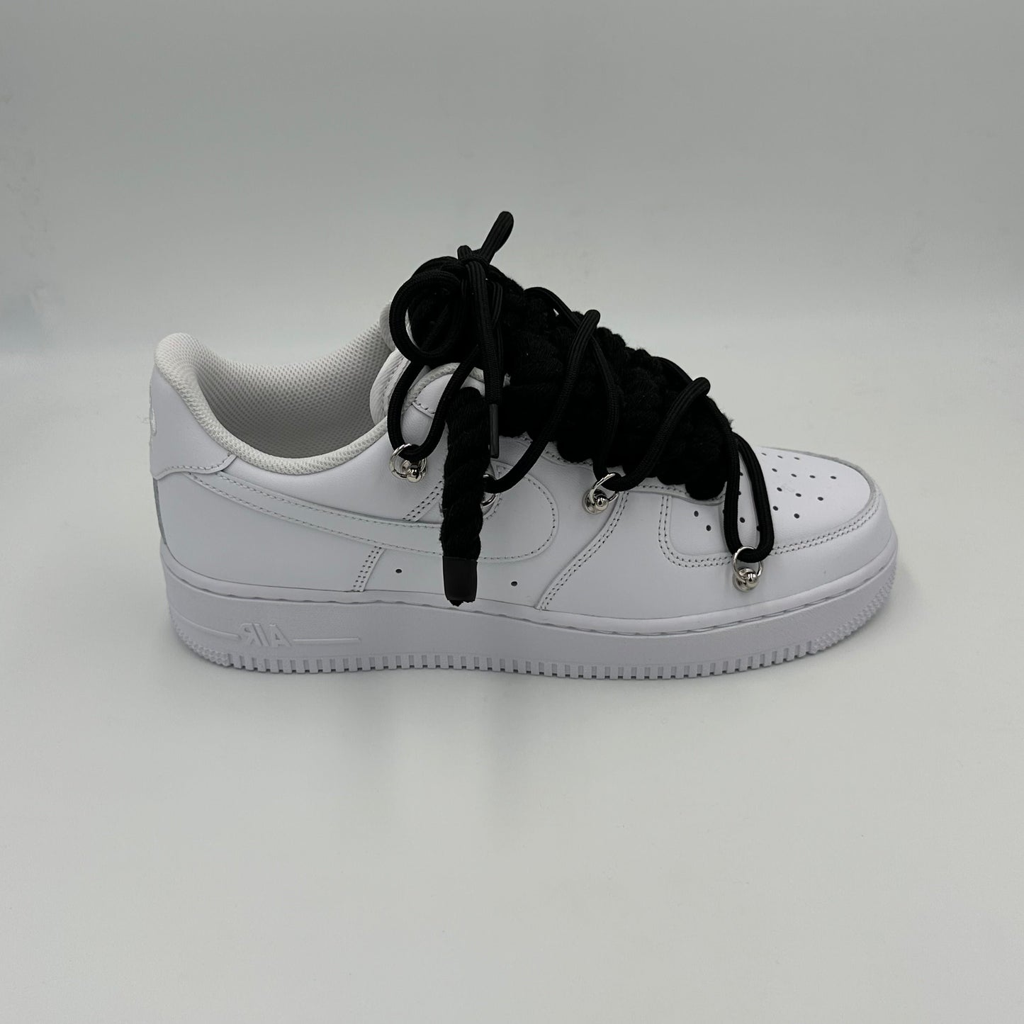 Nike Air Force 1 White “Rope Laces Black” Triple Black - EV8 SoCal