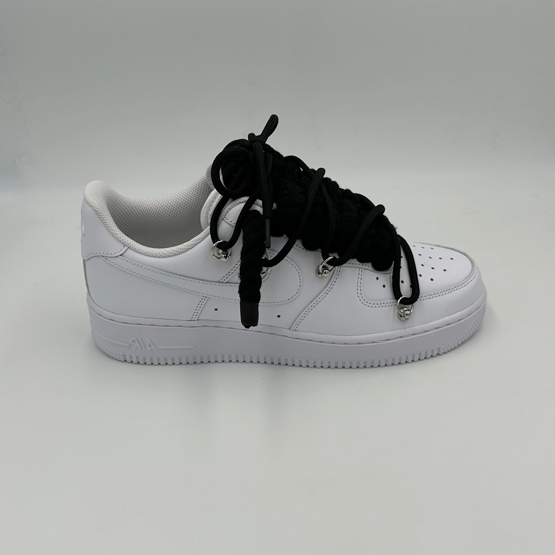 Nike Air Force 1 White “Rope Laces Black” Triple Black - EV8 SoCal