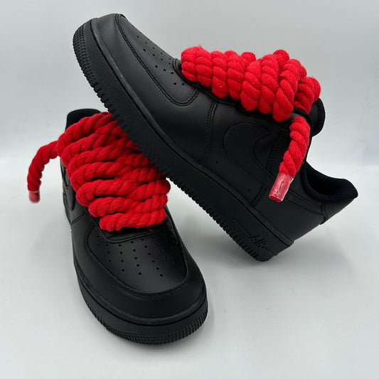 Nike Air Force 1 Black “Rope Laces Red” - EV8 SoCal