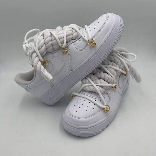 Nike Air Force 1 “Rope Laces White” Triple White Gold - EV8 SoCal