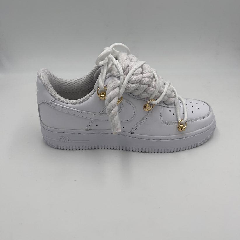 Nike Air Force 1 “Rope Laces White” Triple White Gold - EV8 SoCal