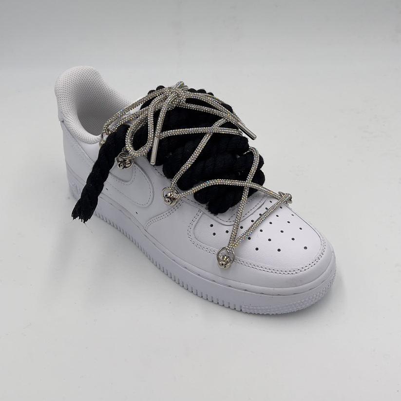 Nike Air Force 1 "Rope Laces Black" Triple Crystal Silver - EV8 SoCal