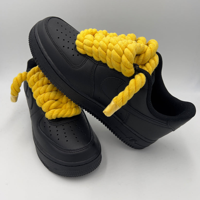 Yellow Nike Air Force 1 with rope laces