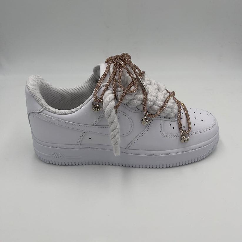 Nike Air Force 1 “Rope Laces White” Triple Crystal Gold - EV8 SoCal