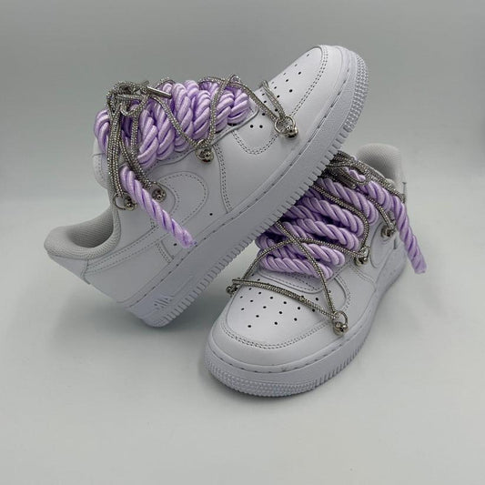 Nike Air Force 1 “Rope Laces Violet” Triple Crystal Silver - EV8 SoCal