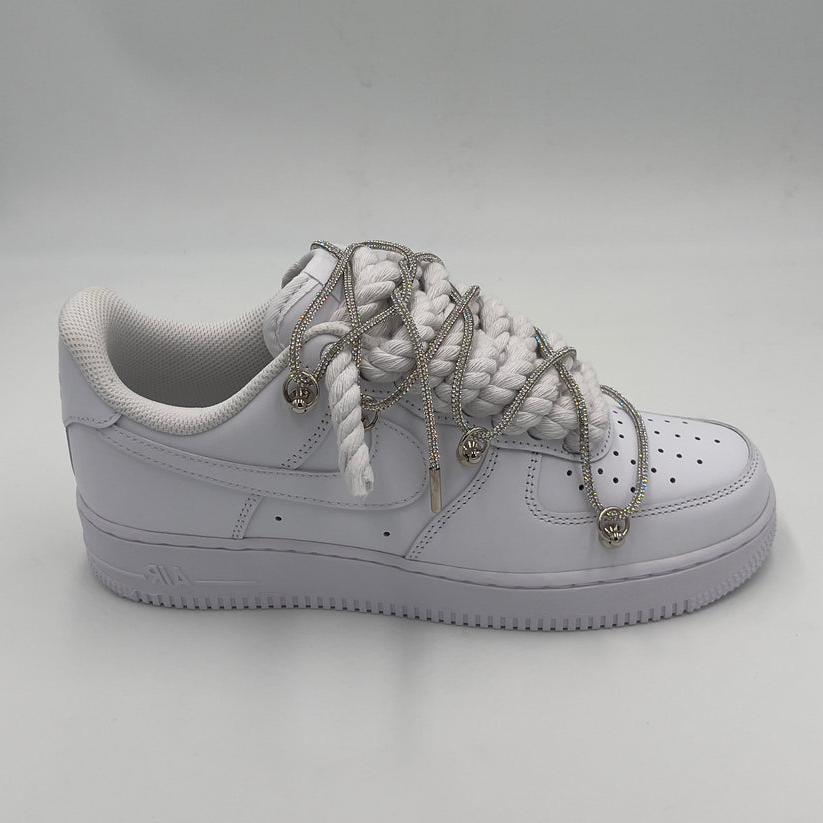 Nike Air Force 1 “Rope Laces White” Triple Crystal Silver - EV8 SoCal