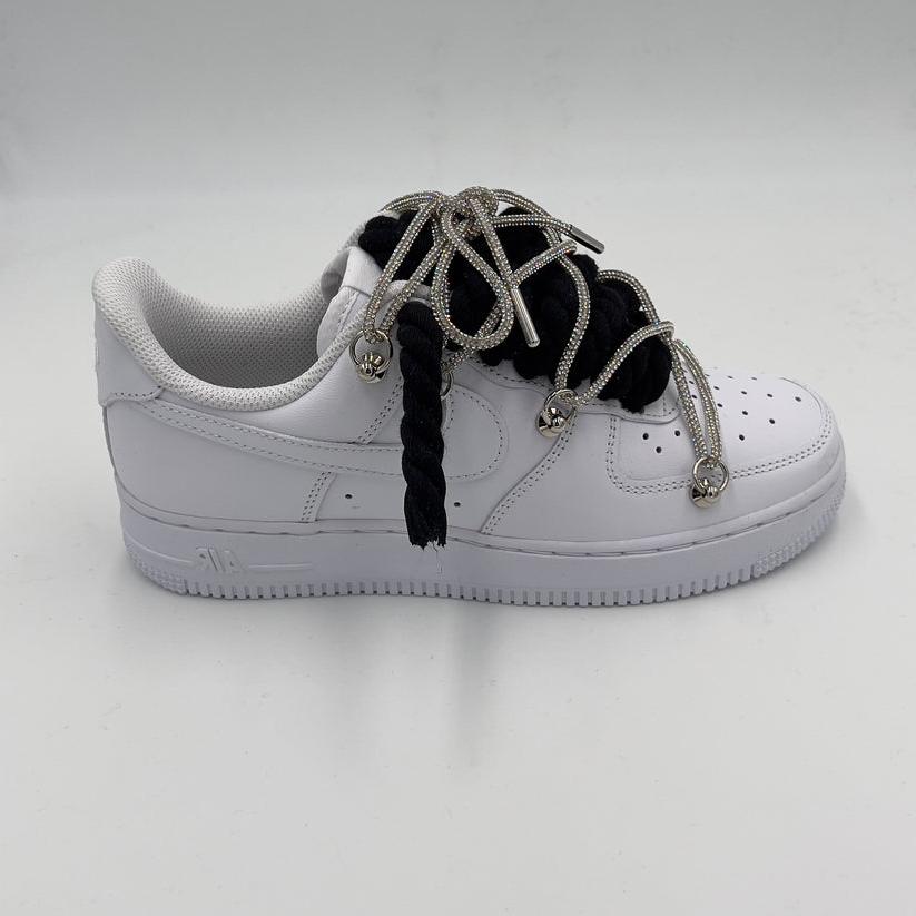 Nike Air Force 1 "Rope Laces Black" Triple Crystal Silver - EV8 SoCal