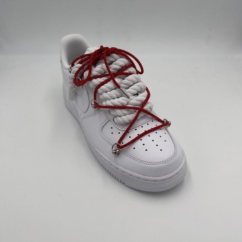 Nike Air Force 1 “Rope Laces White” Triple Swarovski Red - EV8 SoCal