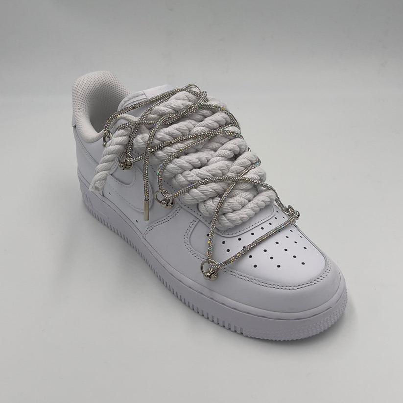 Nike Air Force 1 “Rope Laces White” Triple Crystal Silver - EV8 SoCal
