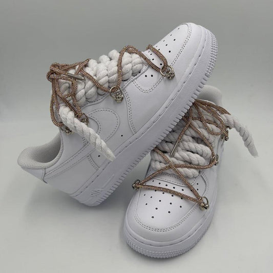 Nike Air Force 1 “Rope Laces White” Triple Crystal Gold - EV8 SoCal