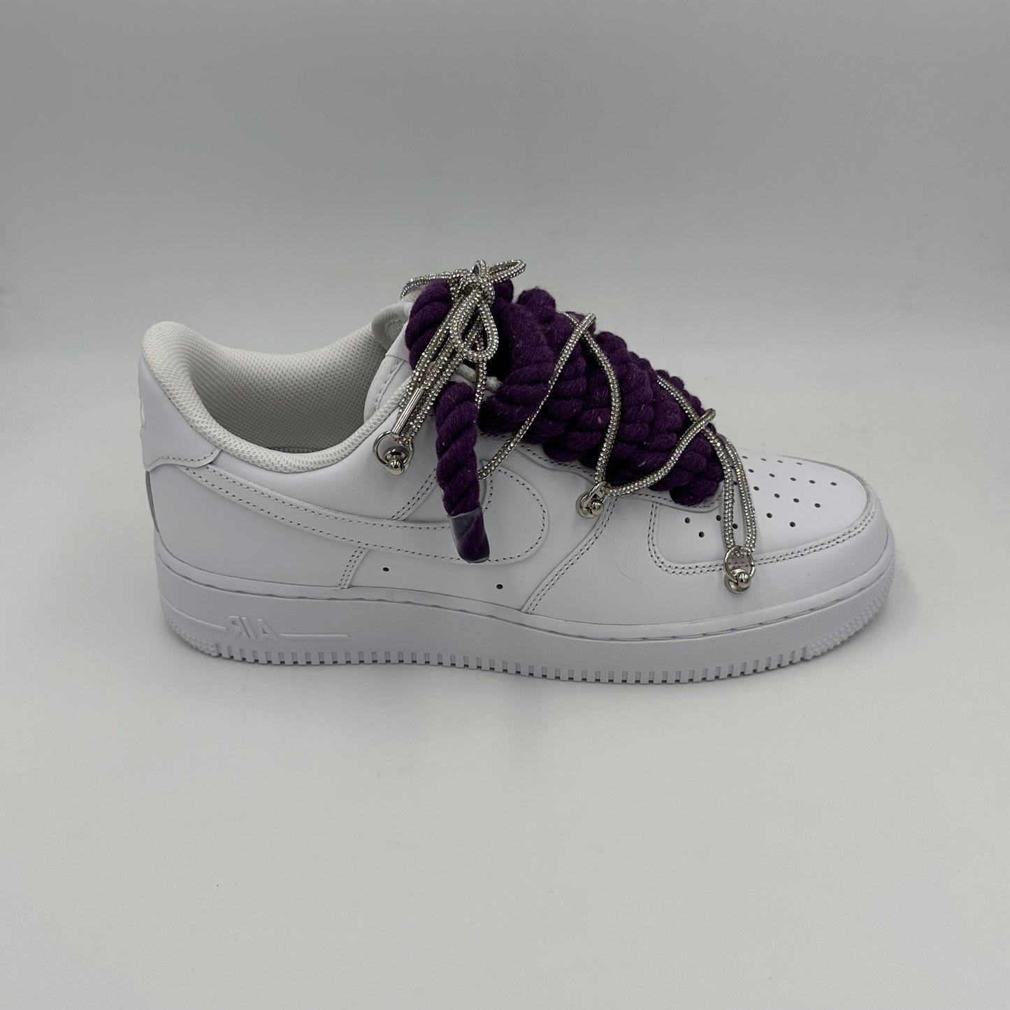 Nike Air Force 1 "Rope Laces Purple" Triple Crystal Silver - Ev8