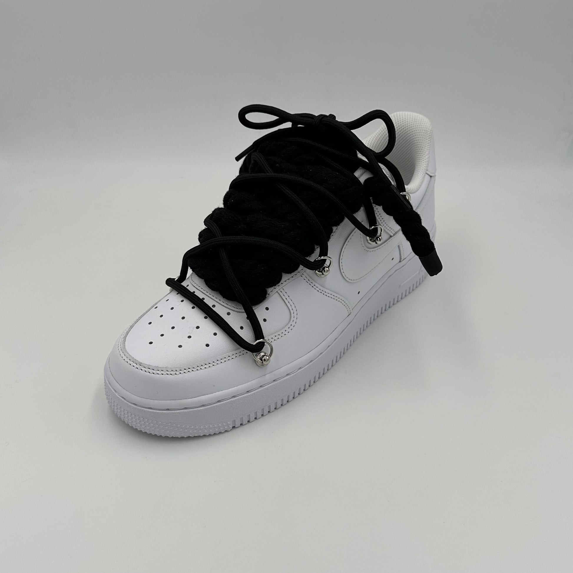 Nike Air Force 1 White “Rope Laces Black” Triple Black - EV8 SoCal