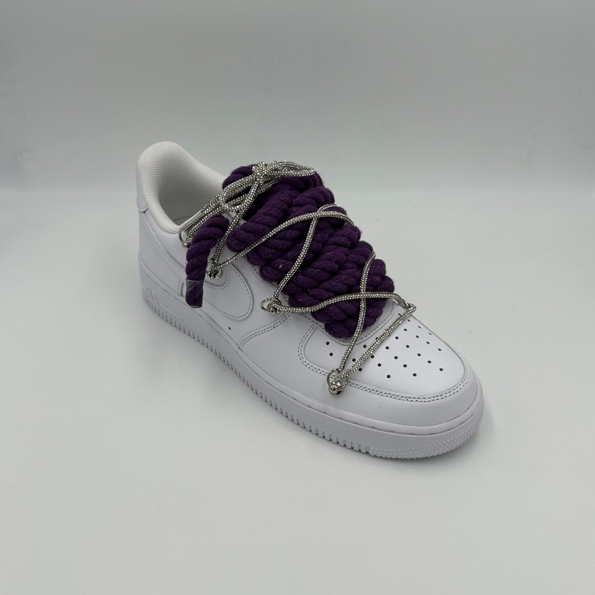 Nike Air Force 1 "Rope Laces Purple" Triple Crystal Silver - Ev8