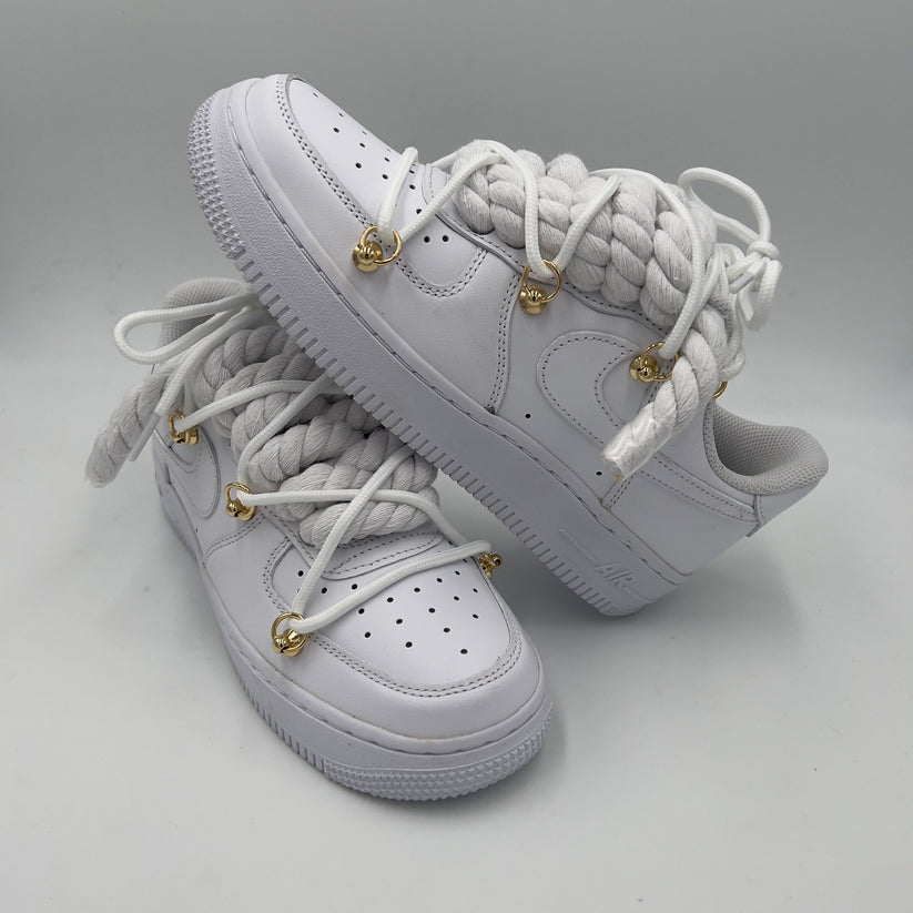Nike Air Force 1 “Rope Laces White” Triple White Gold - EV8 SoCal