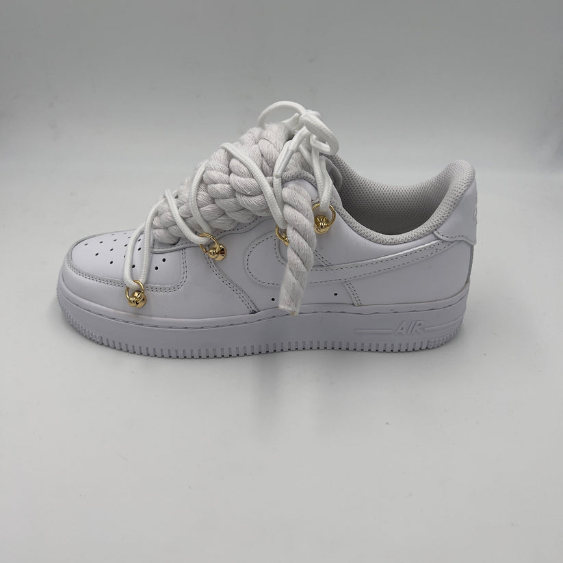 Nike Air Force 1 “Rope Laces White” Triple White Gold - EV8 SoCal