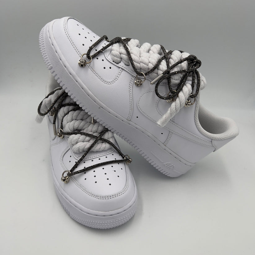 Nike Air Force 1 “Rope Laces White” Triple Swarovski Grey - EV8 SoCal
