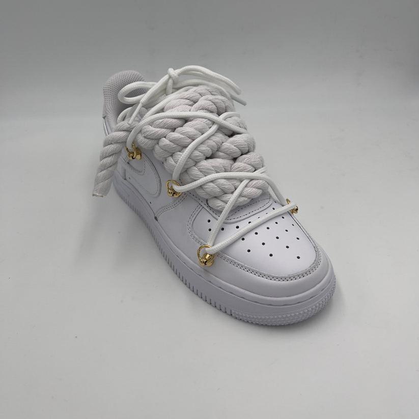 Nike Air Force 1 Rope Laces White Triple Blanco Oro EV8 SoCal